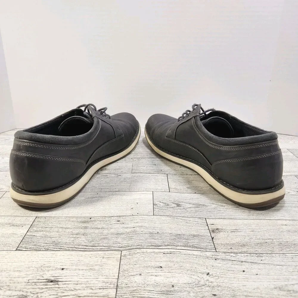Aldo Mens Dark Gray Textured Fabric Leather Oxford Derby Shoes Size 10.5